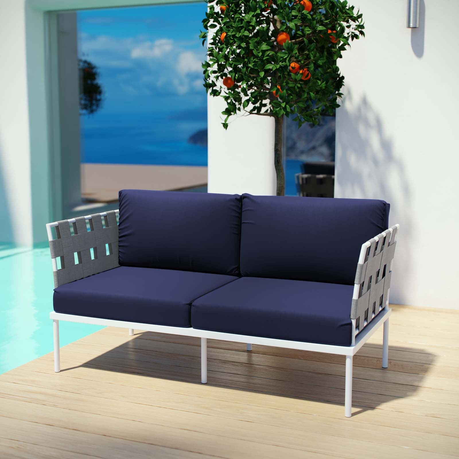 Harmony Outdoor Patio Aluminum Loveseat By HouseBean