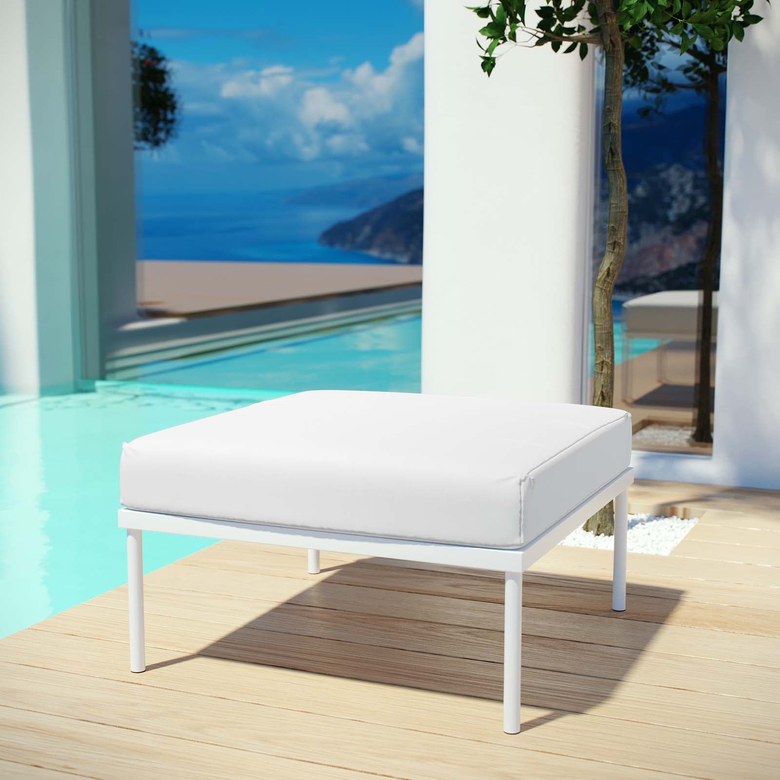 Harmony Outdoor Patio Aluminum Ottoman By HouseBean