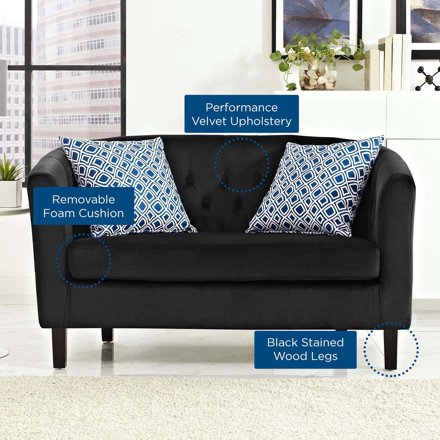 Prospect Performance Velvet Loveseat By HouseBean