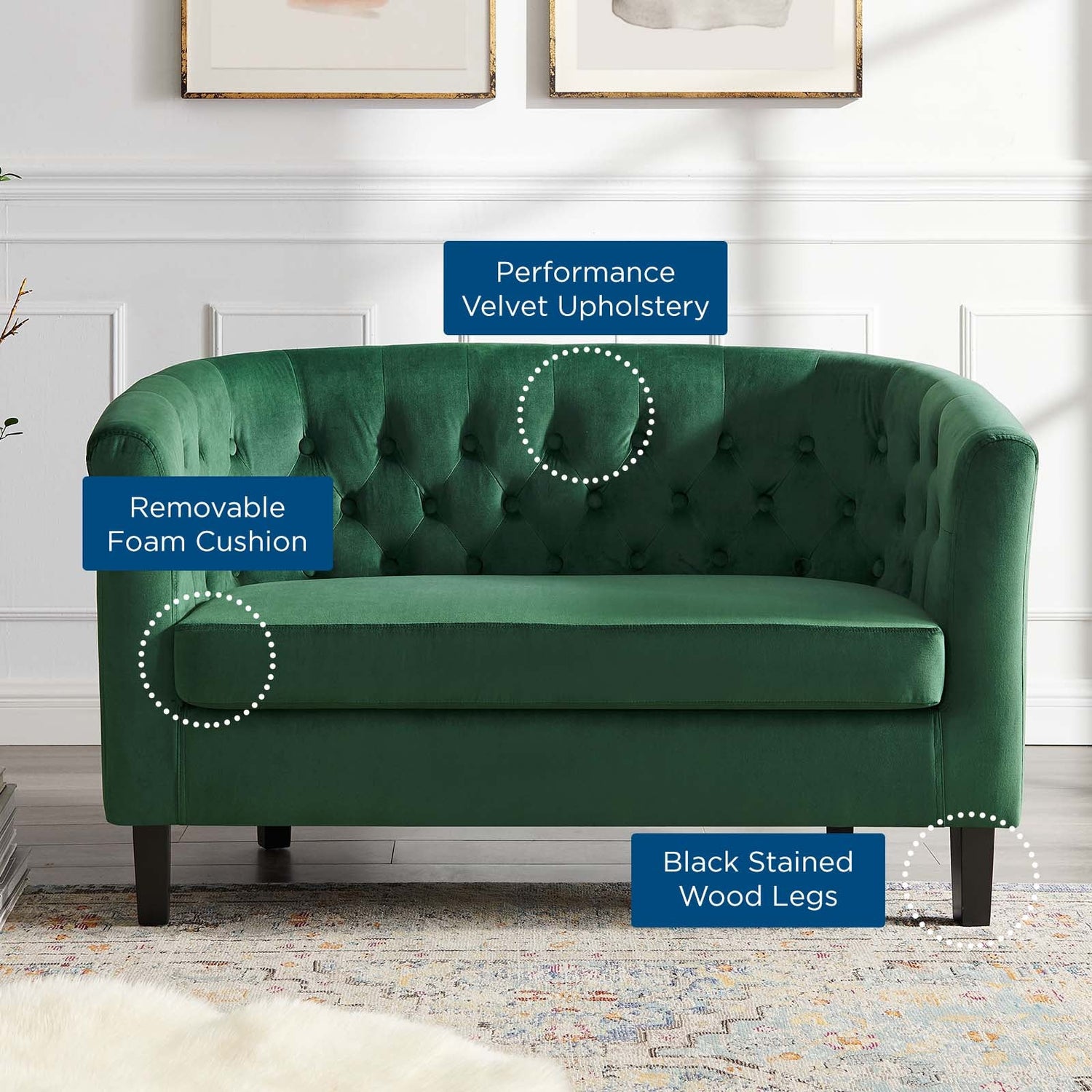 Prospect Performance Velvet Loveseat By HouseBean