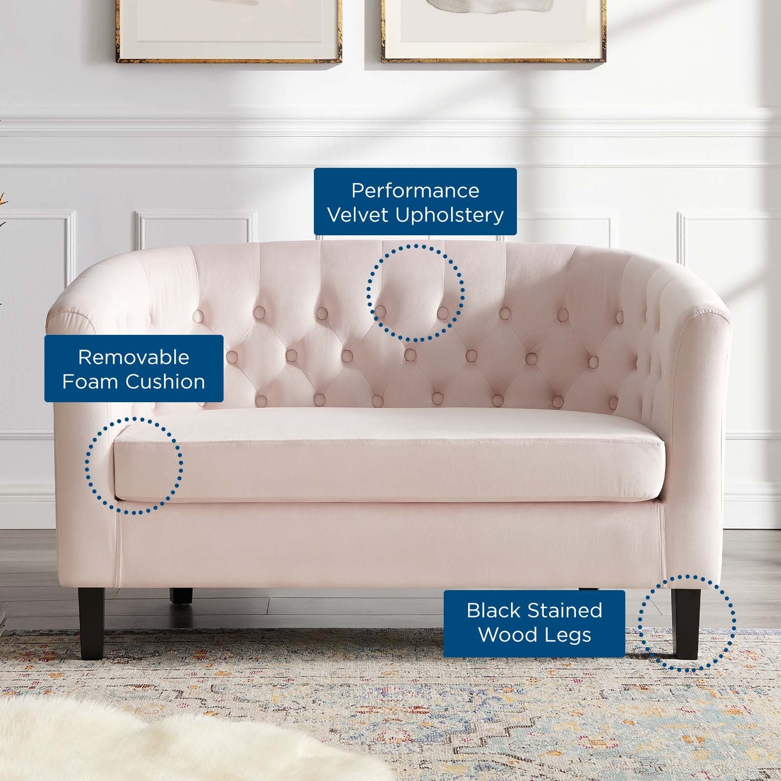 Prospect Performance Velvet Loveseat By HouseBean