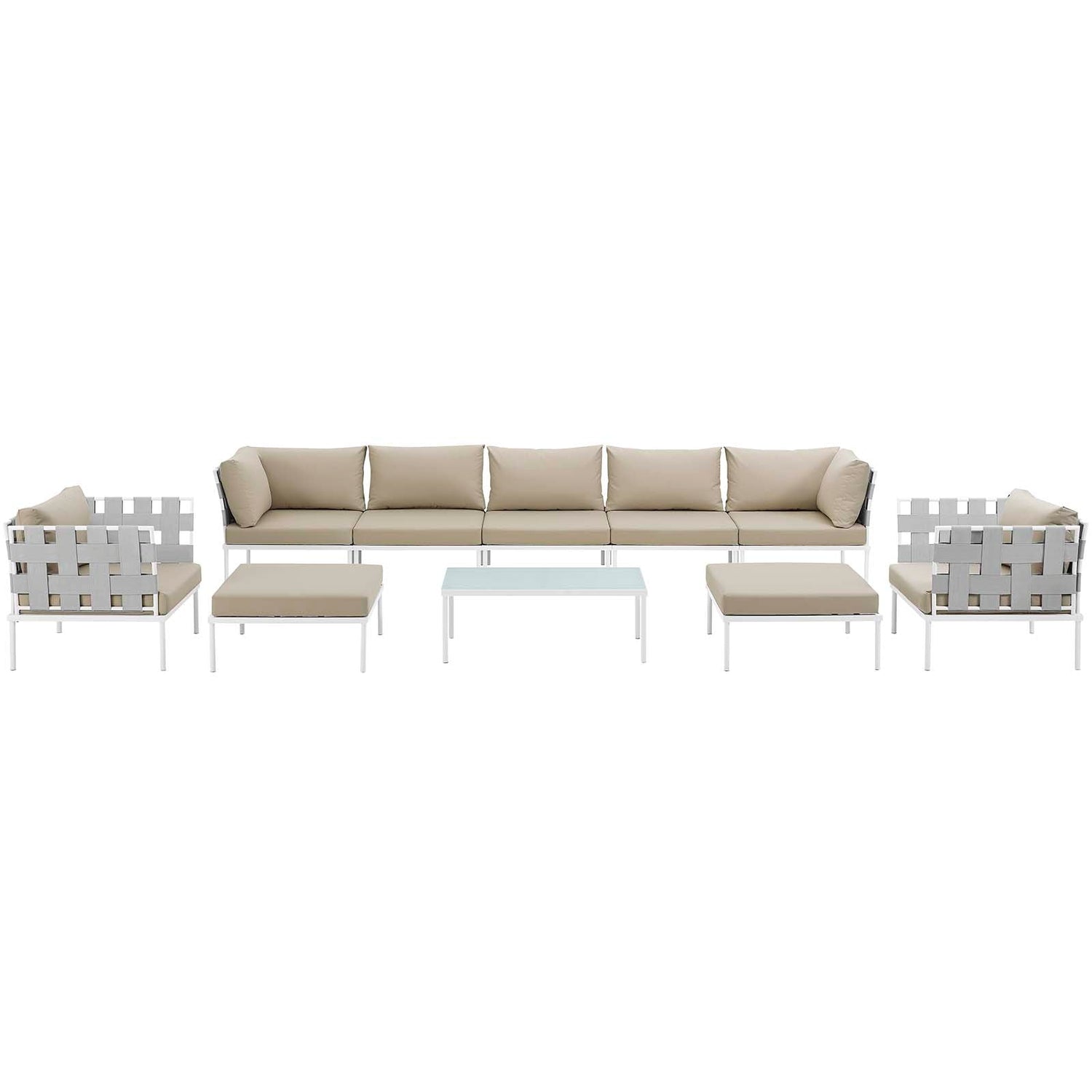 Harmony 10 Piece Outdoor Patio Aluminum Sectional Sofa Set By HouseBean