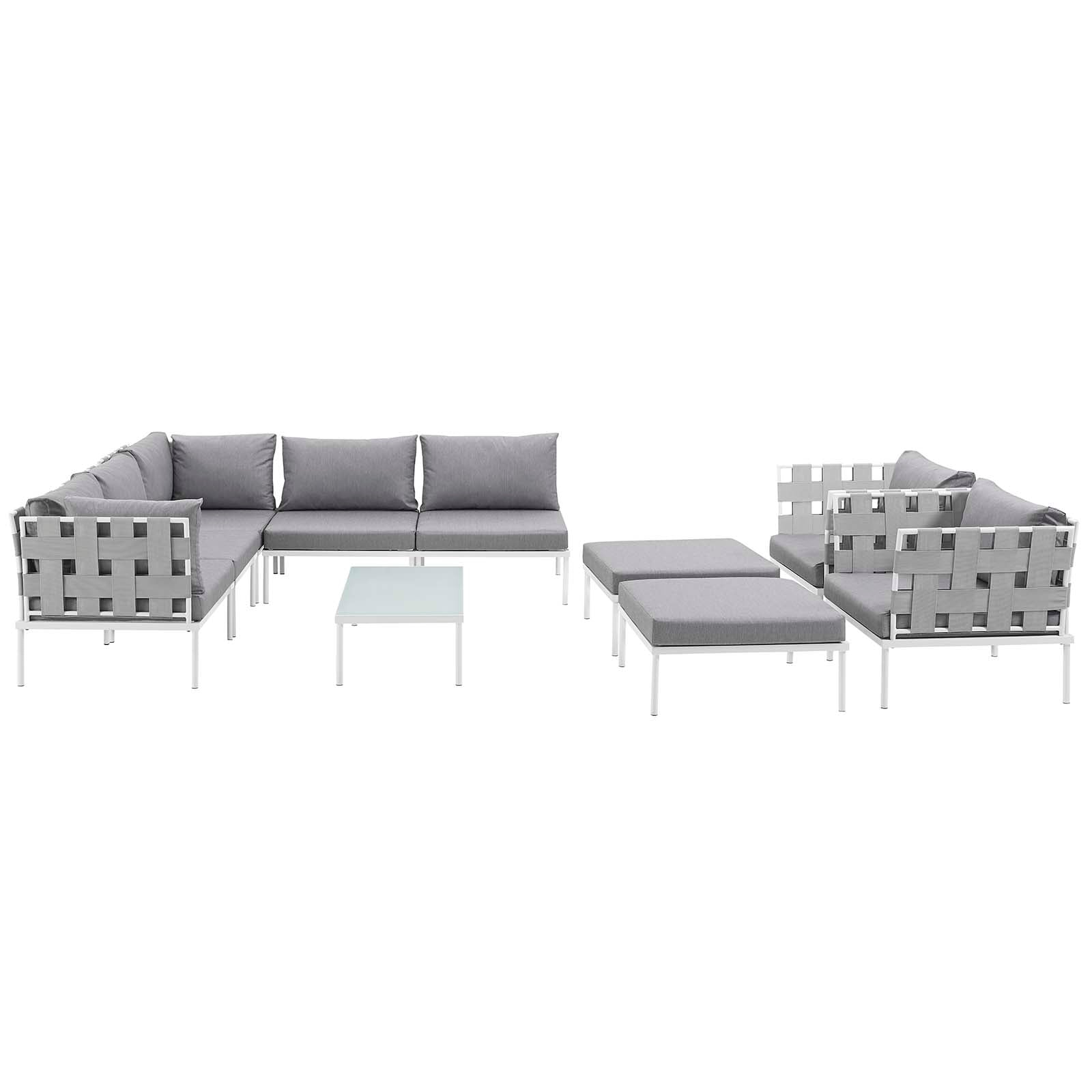 Harmony 10 Piece Outdoor Patio Aluminum Sectional Sofa Set By HouseBean