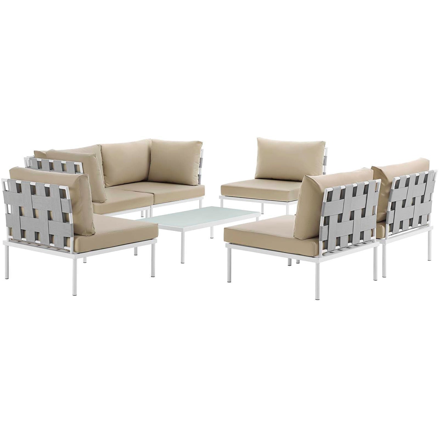 Harmony 7 Piece Outdoor Patio Aluminum Sectional Sofa Set by Modway