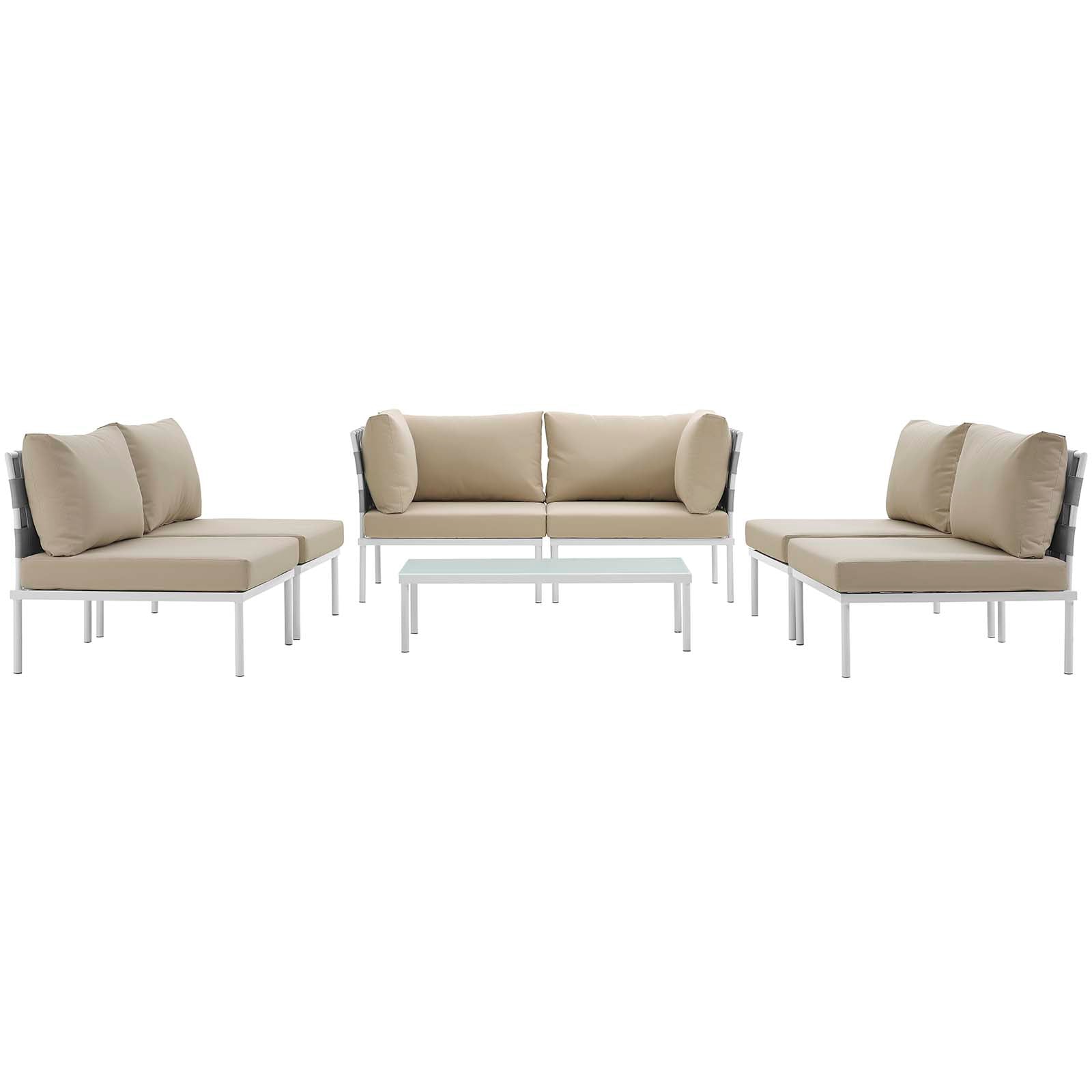 Harmony 7 Piece Outdoor Patio Aluminum Sectional Sofa Set by Modway