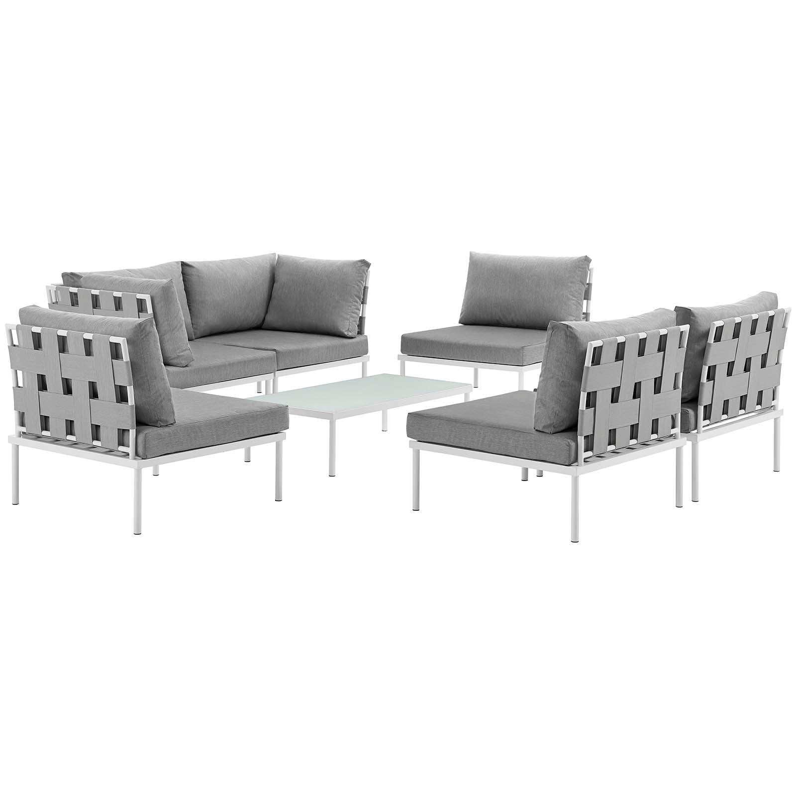 Harmony 7 Piece Outdoor Patio Aluminum Sectional Sofa Set by Modway