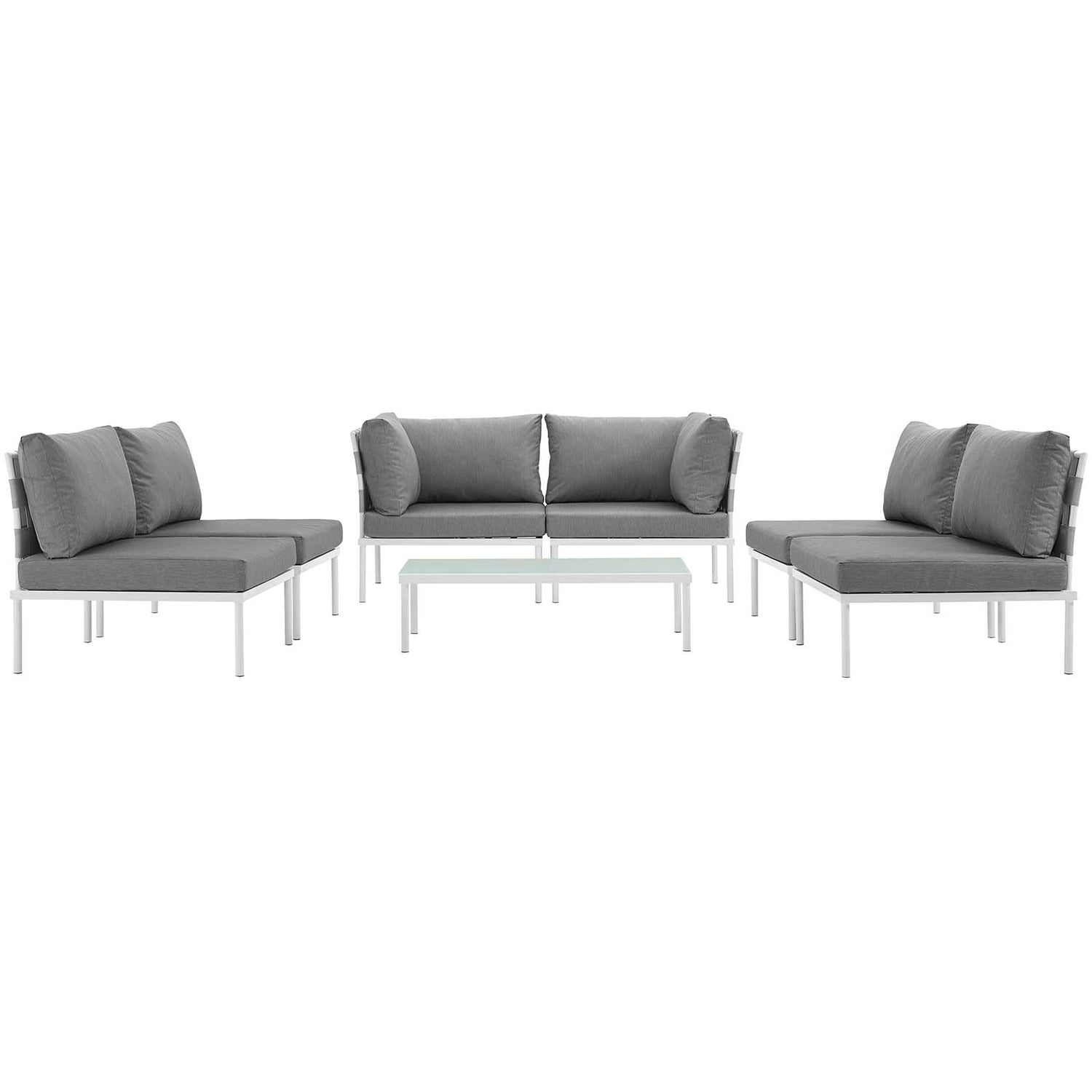 Harmony 7 Piece Outdoor Patio Aluminum Sectional Sofa Set by Modway