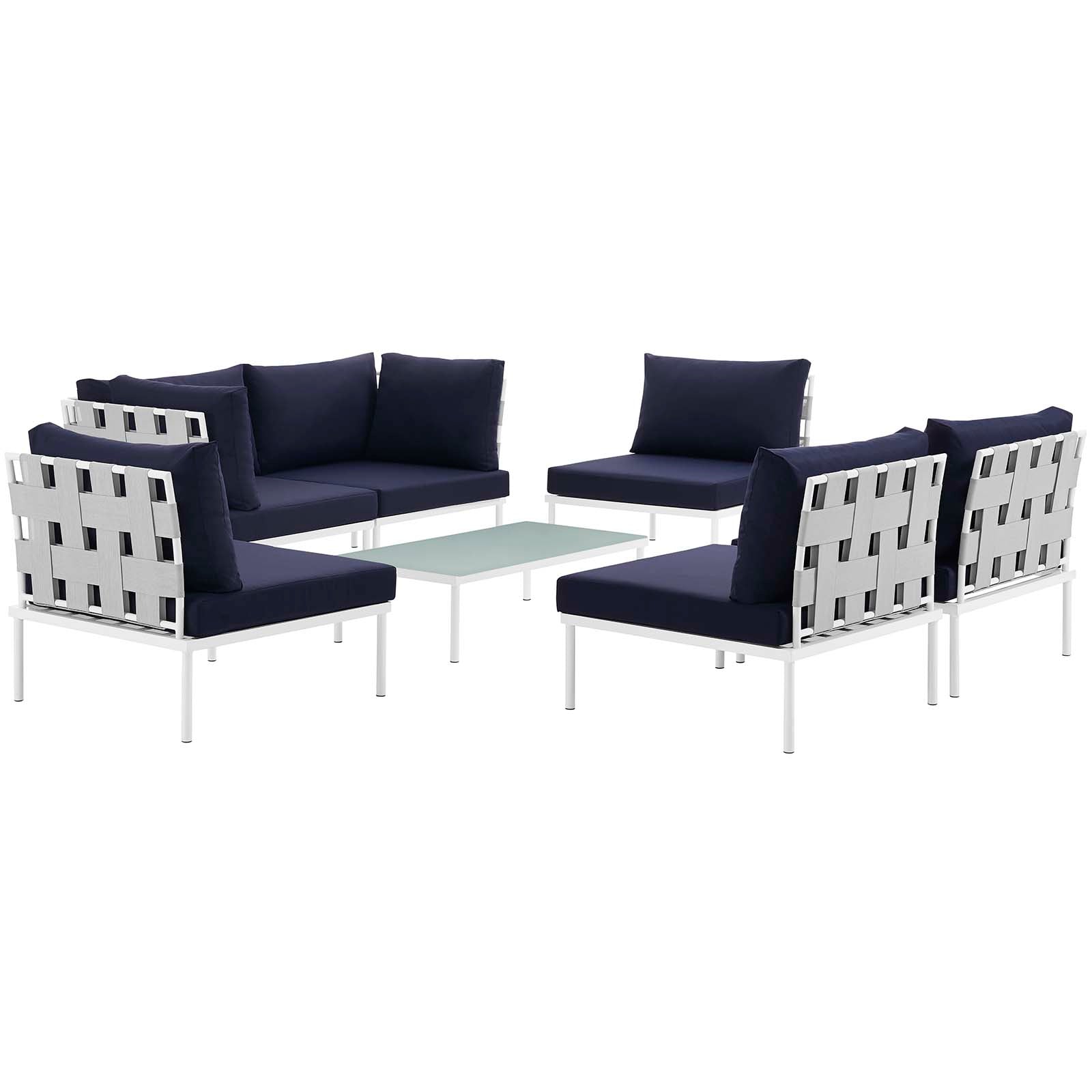 Harmony 7 Piece Outdoor Patio Aluminum Sectional Sofa Set by Modway