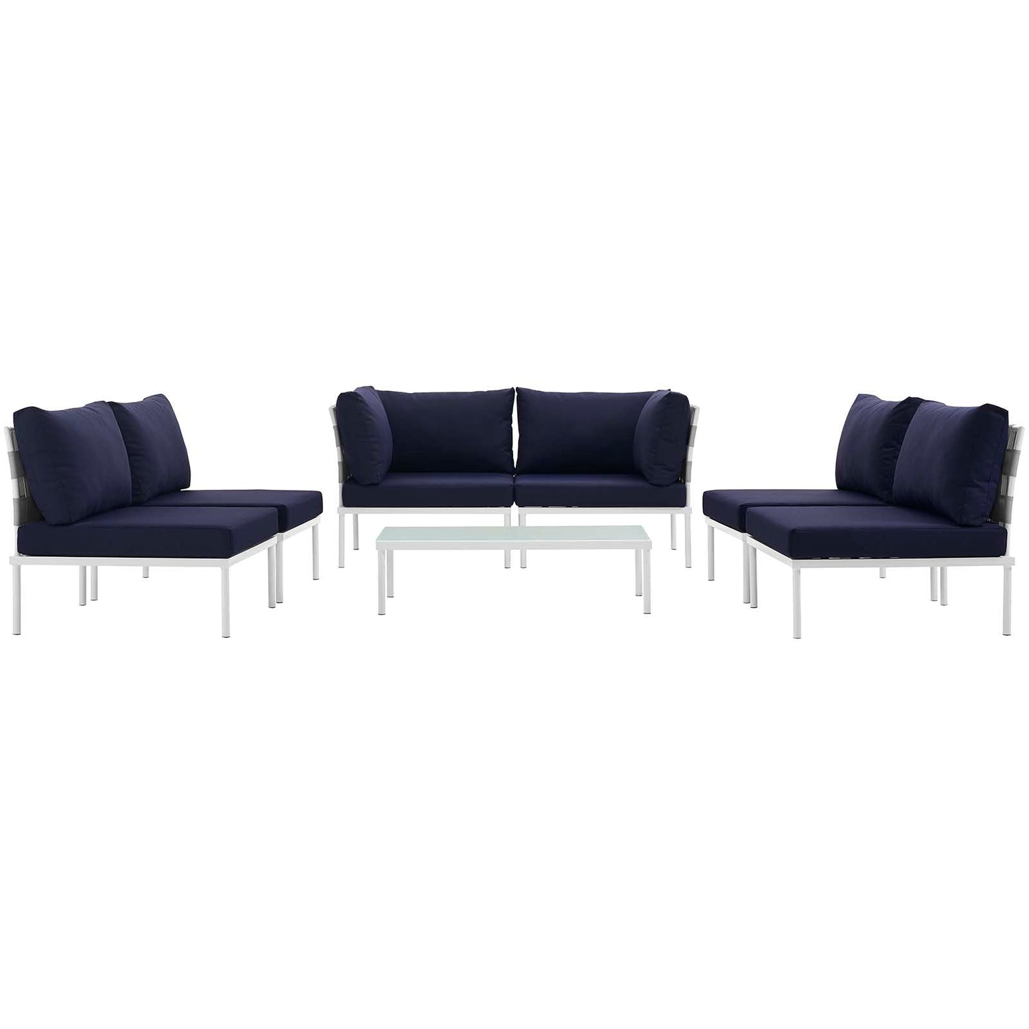 Harmony 7 Piece Outdoor Patio Aluminum Sectional Sofa Set by Modway