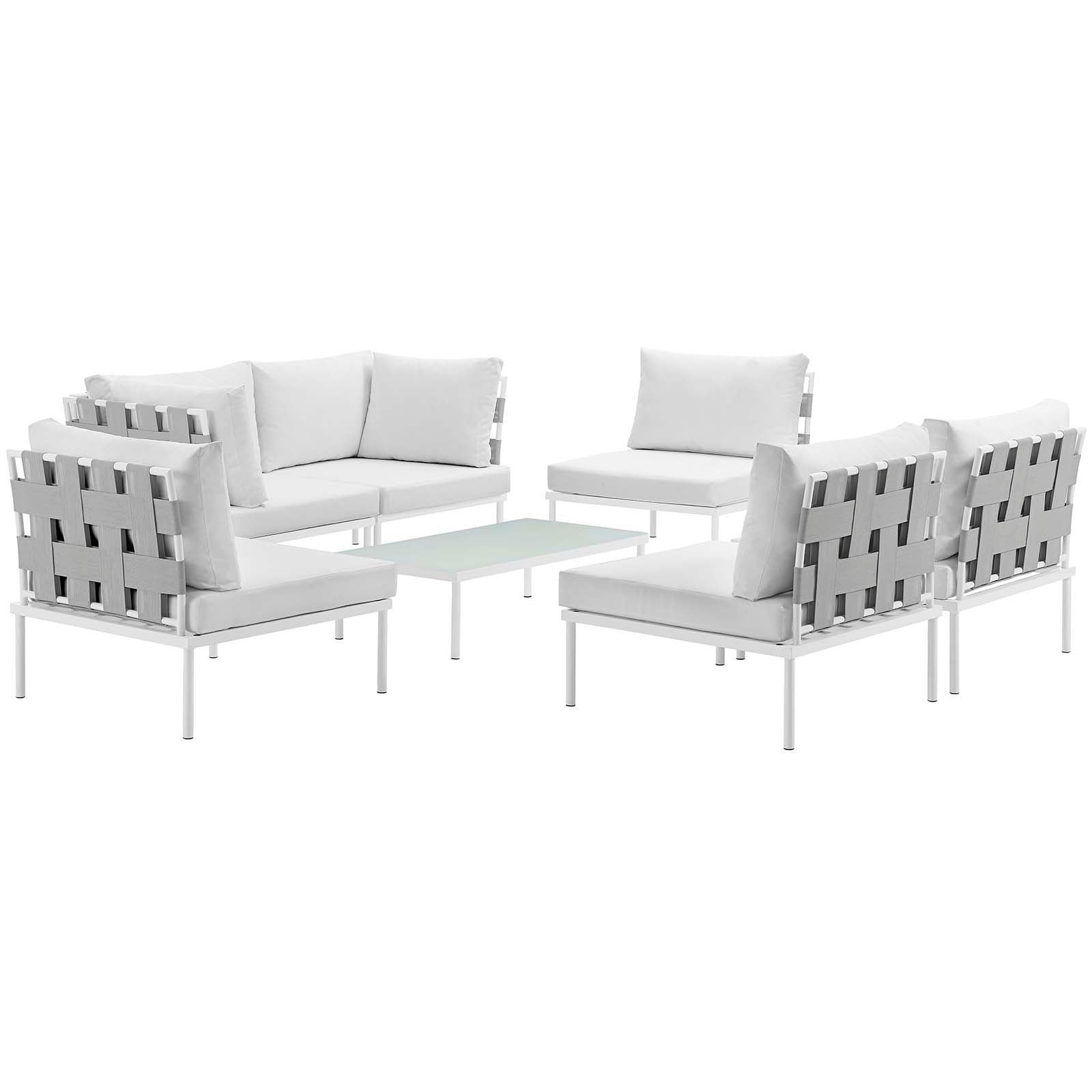 Harmony 7 Piece Outdoor Patio Aluminum Sectional Sofa Set by Modway