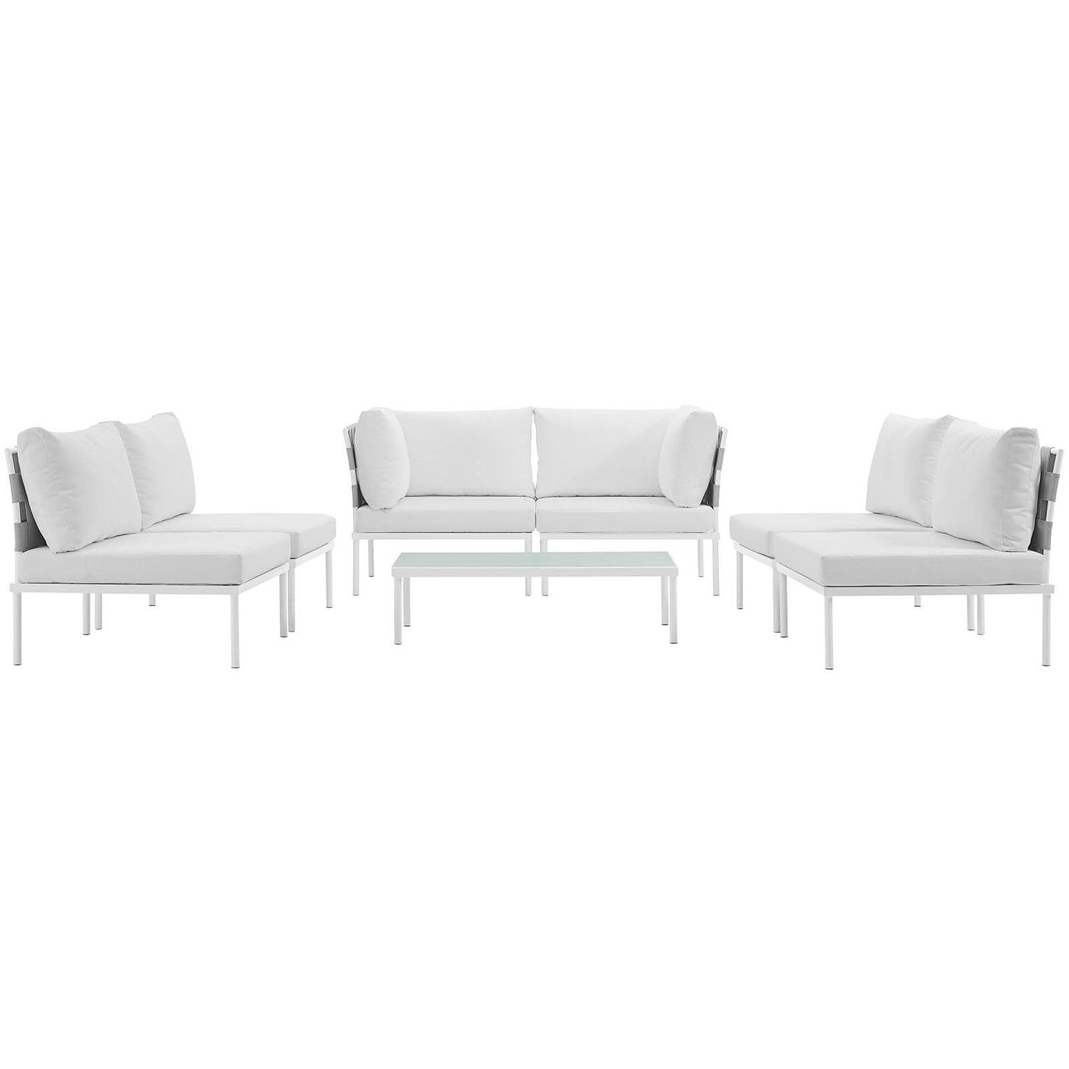 Harmony 7 Piece Outdoor Patio Aluminum Sectional Sofa Set by Modway