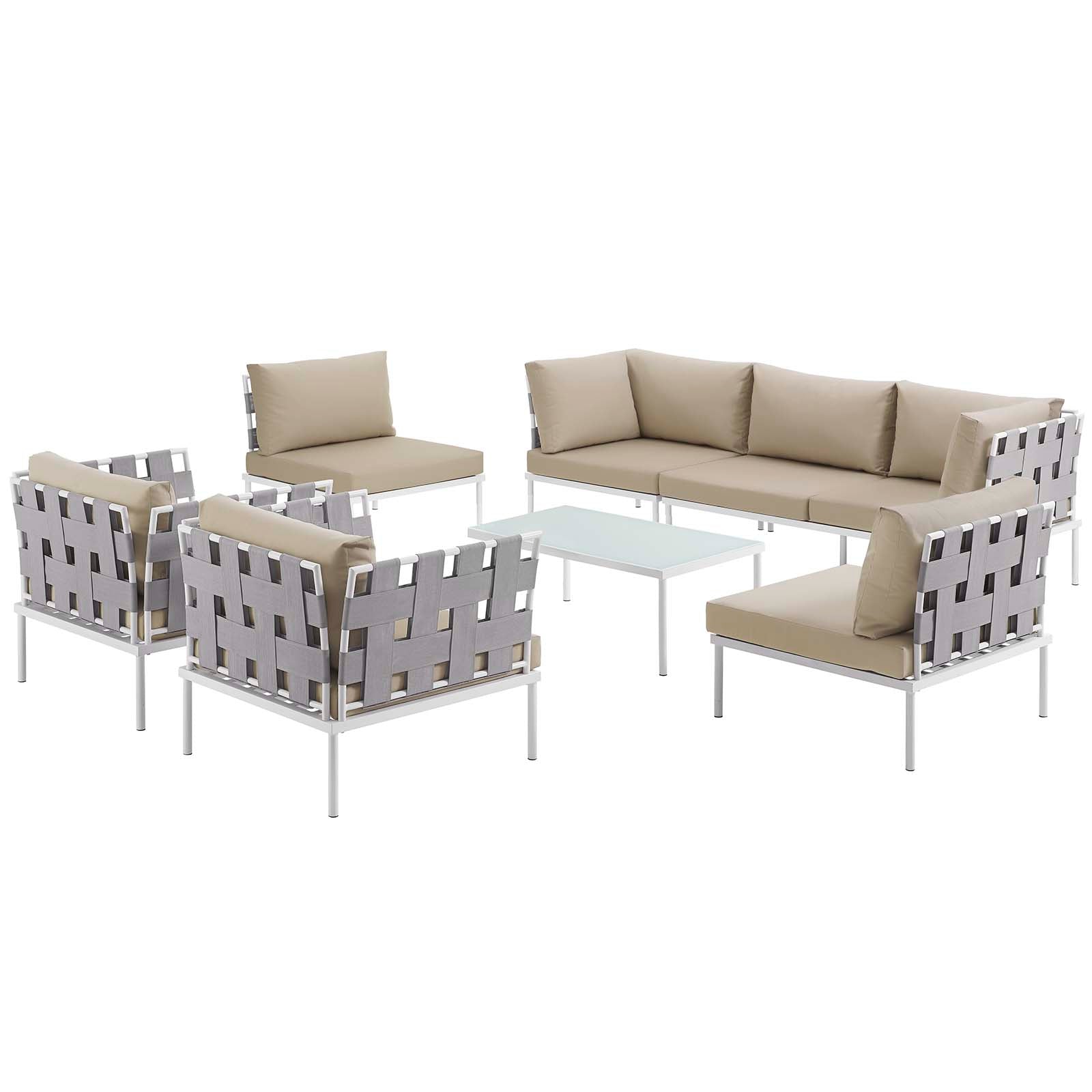 Harmony 8 Piece Outdoor Patio Aluminum Sectional Sofa Set By HouseBean