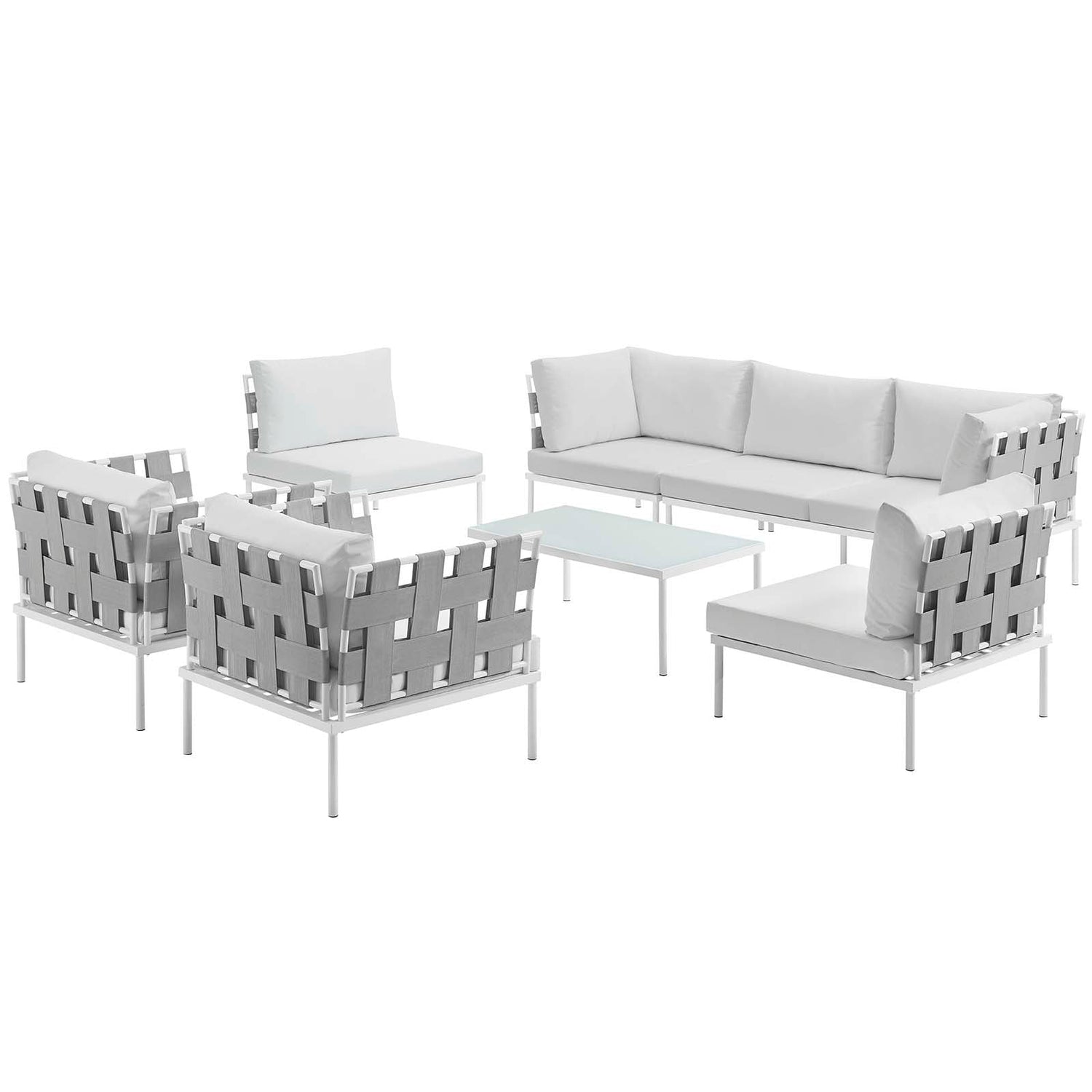 Harmony 8 Piece Outdoor Patio Aluminum Sectional Sofa Set By HouseBean