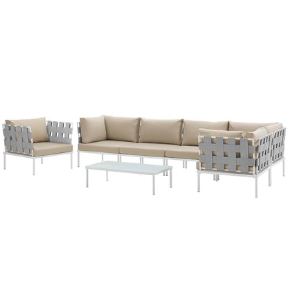 Harmony 7 Piece Outdoor Patio Aluminum Sectional Sofa Set By HouseBean