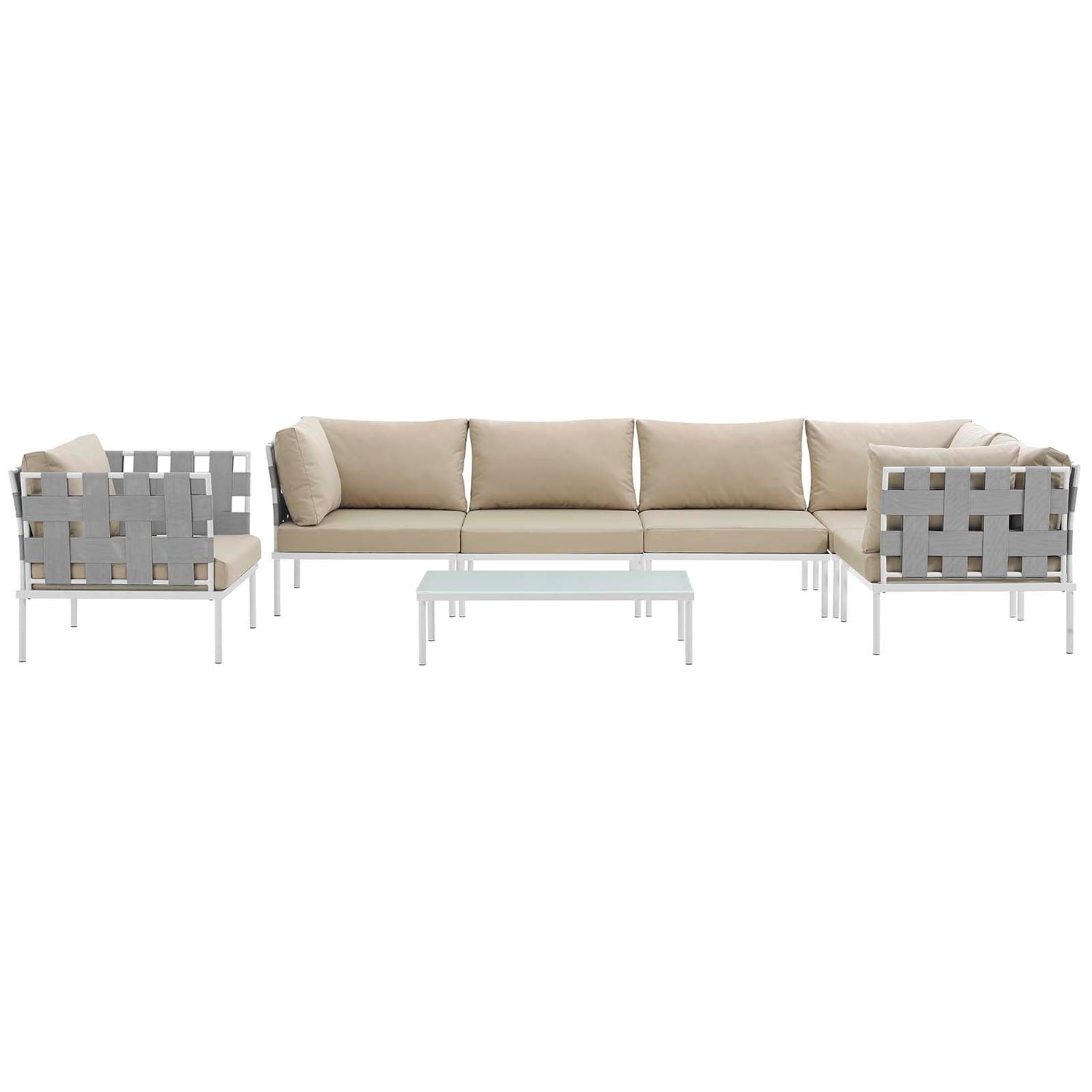 Harmony 7 Piece Outdoor Patio Aluminum Sectional Sofa Set By HouseBean