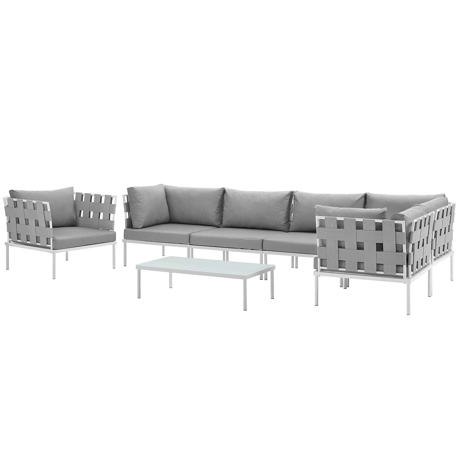 Harmony 7 Piece Outdoor Patio Aluminum Sectional Sofa Set By HouseBean