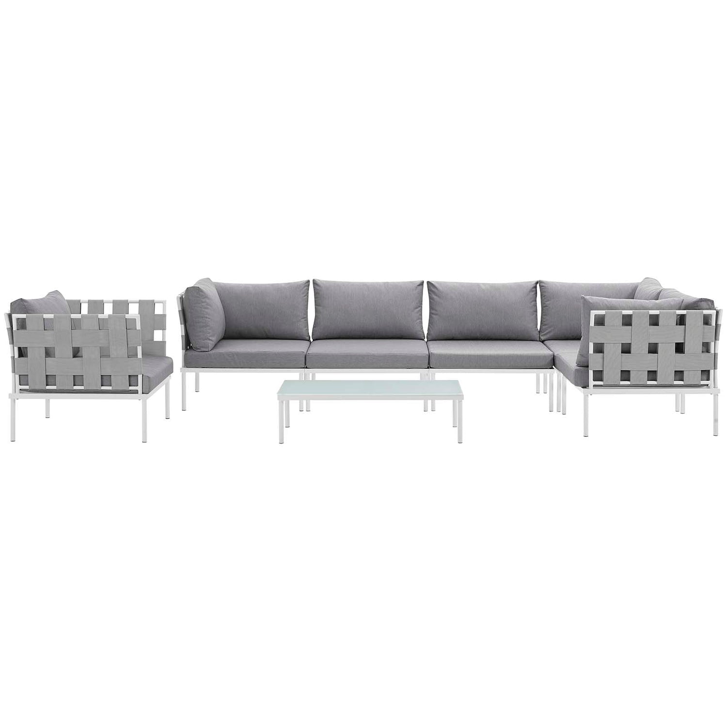 Harmony 7 Piece Outdoor Patio Aluminum Sectional Sofa Set By HouseBean