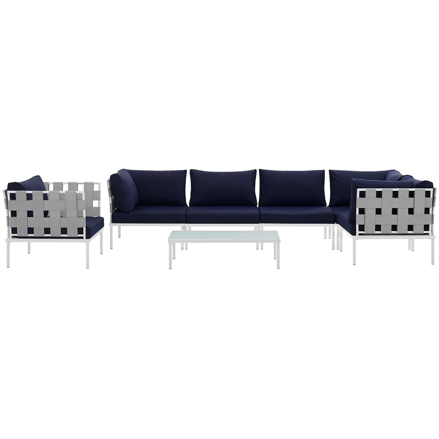 Harmony 7 Piece Outdoor Patio Aluminum Sectional Sofa Set By HouseBean