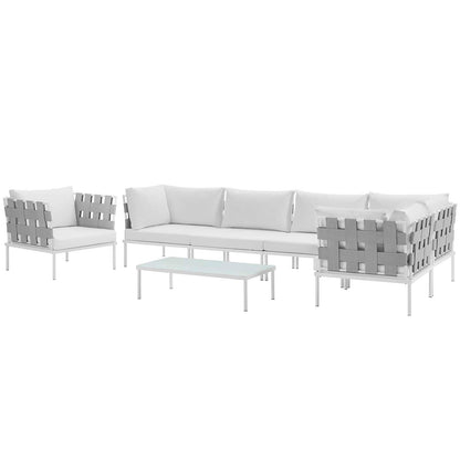 Harmony 7 Piece Outdoor Patio Aluminum Sectional Sofa Set By HouseBean