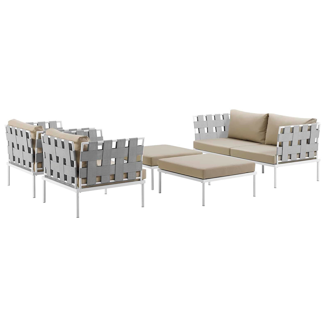 Harmony 5 Piece Outdoor Patio Aluminum Sectional Sofa Set by Modway