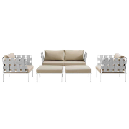 Harmony 5 Piece Outdoor Patio Aluminum Sectional Sofa Set by Modway