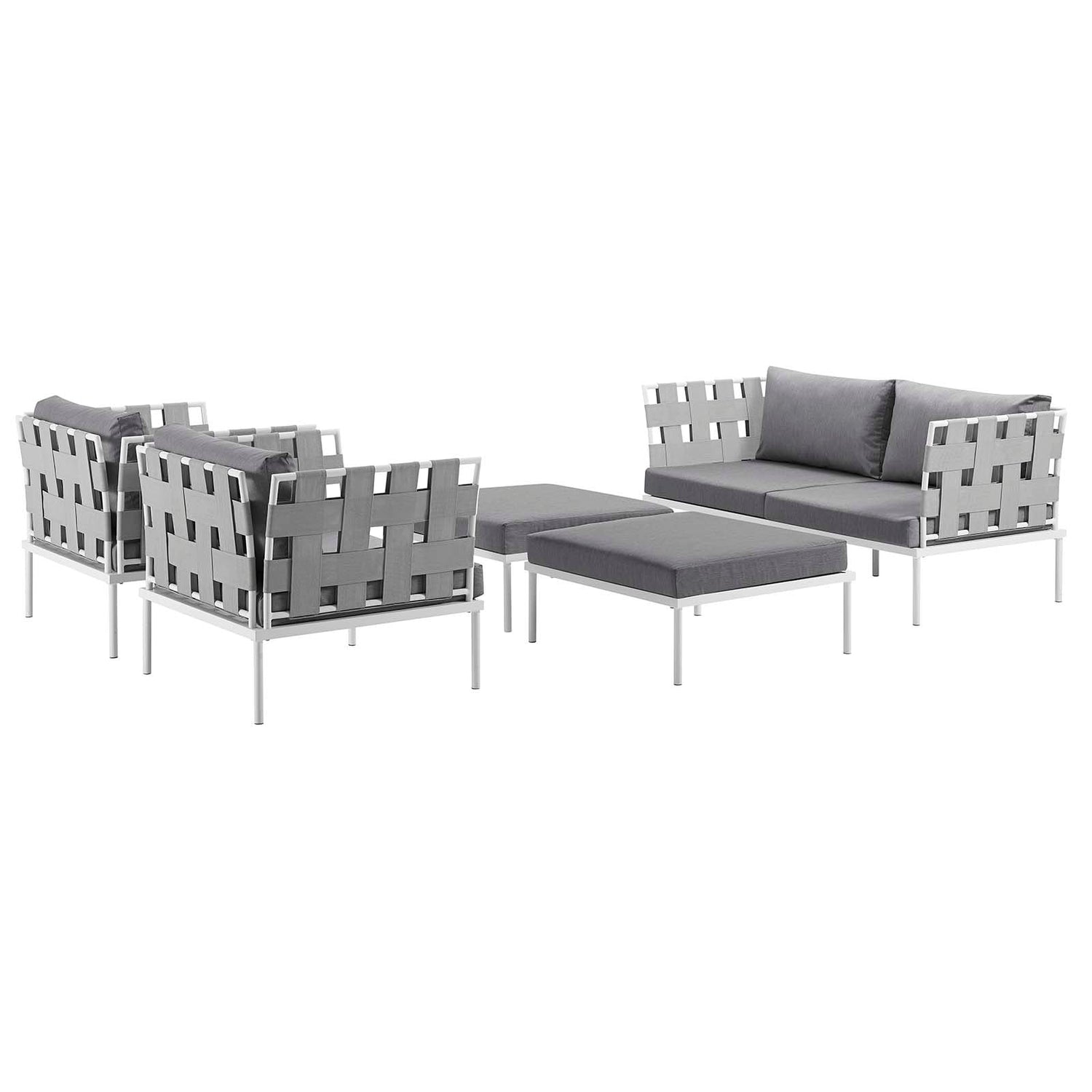 Harmony 5 Piece Outdoor Patio Aluminum Sectional Sofa Set by Modway