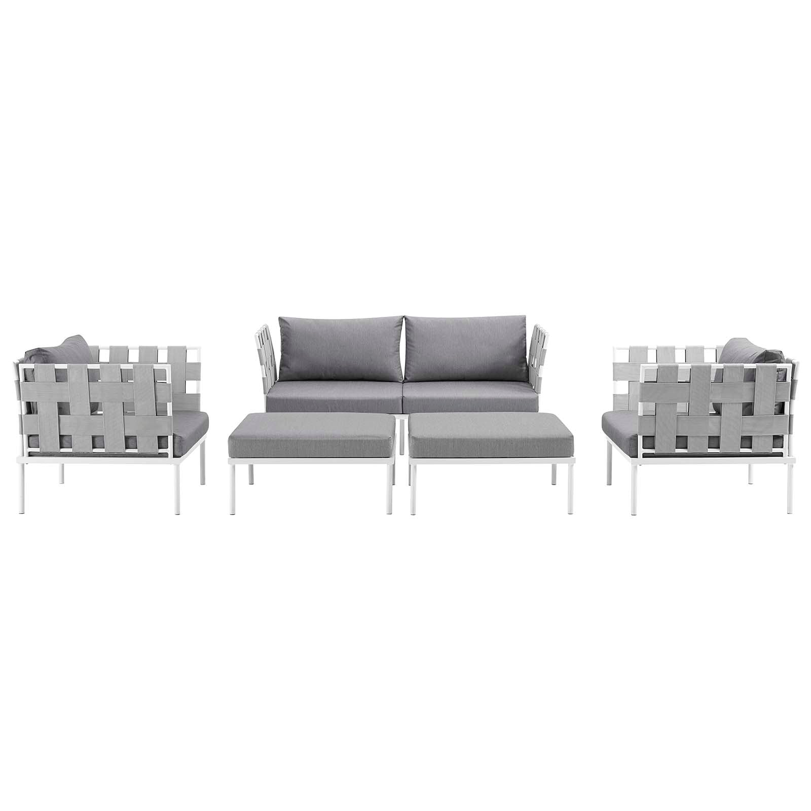 Harmony 5 Piece Outdoor Patio Aluminum Sectional Sofa Set by Modway