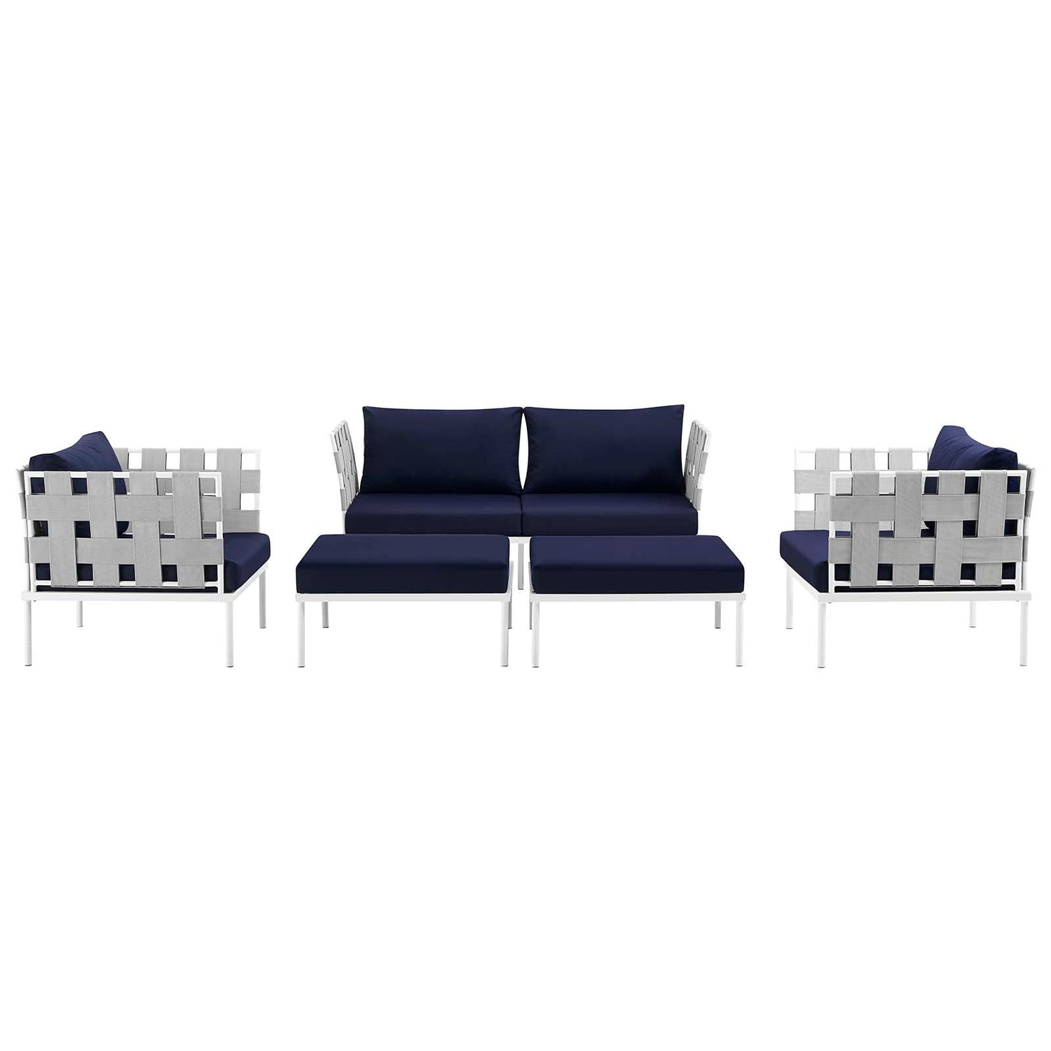 Harmony 5 Piece Outdoor Patio Aluminum Sectional Sofa Set by Modway