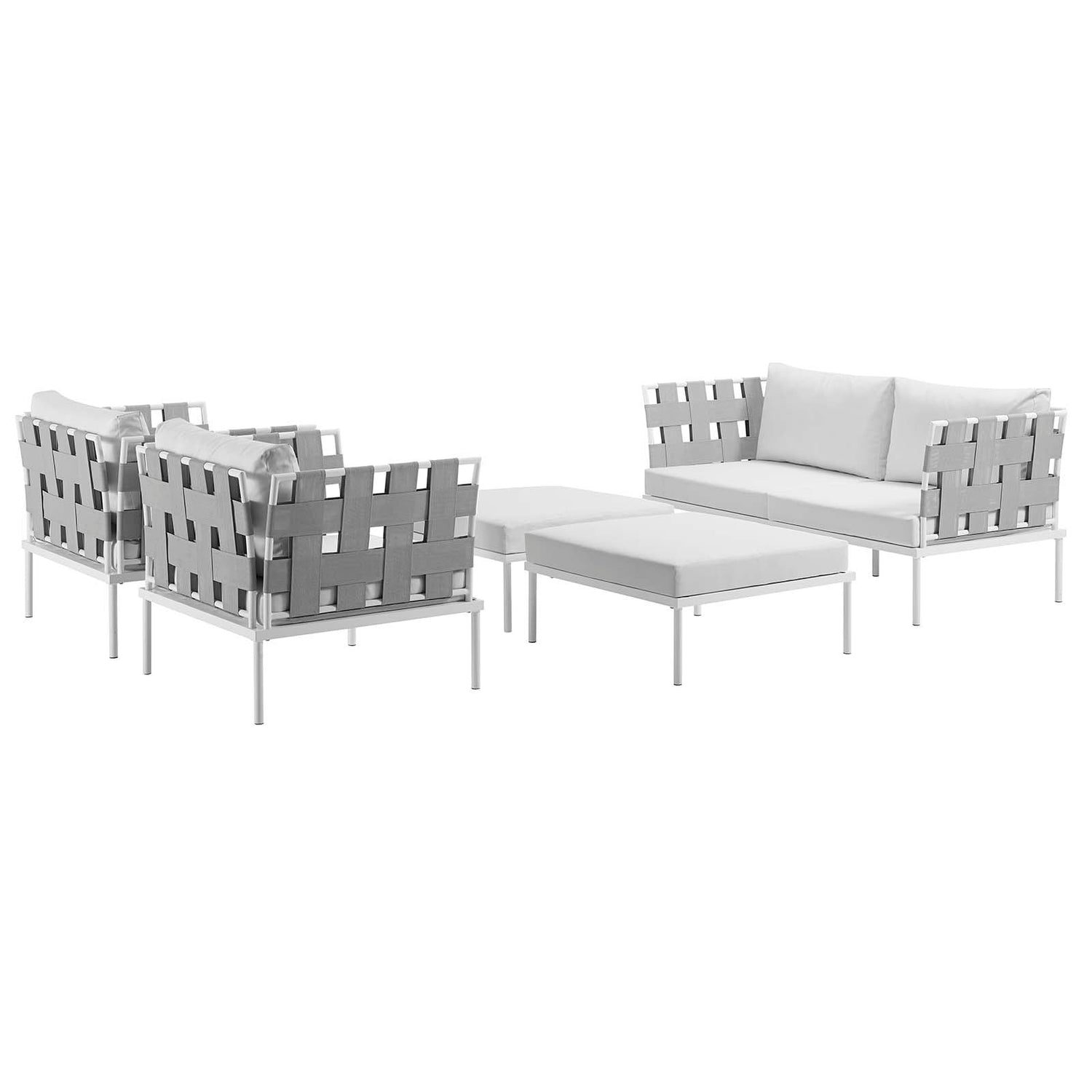 Harmony 5 Piece Outdoor Patio Aluminum Sectional Sofa Set by Modway