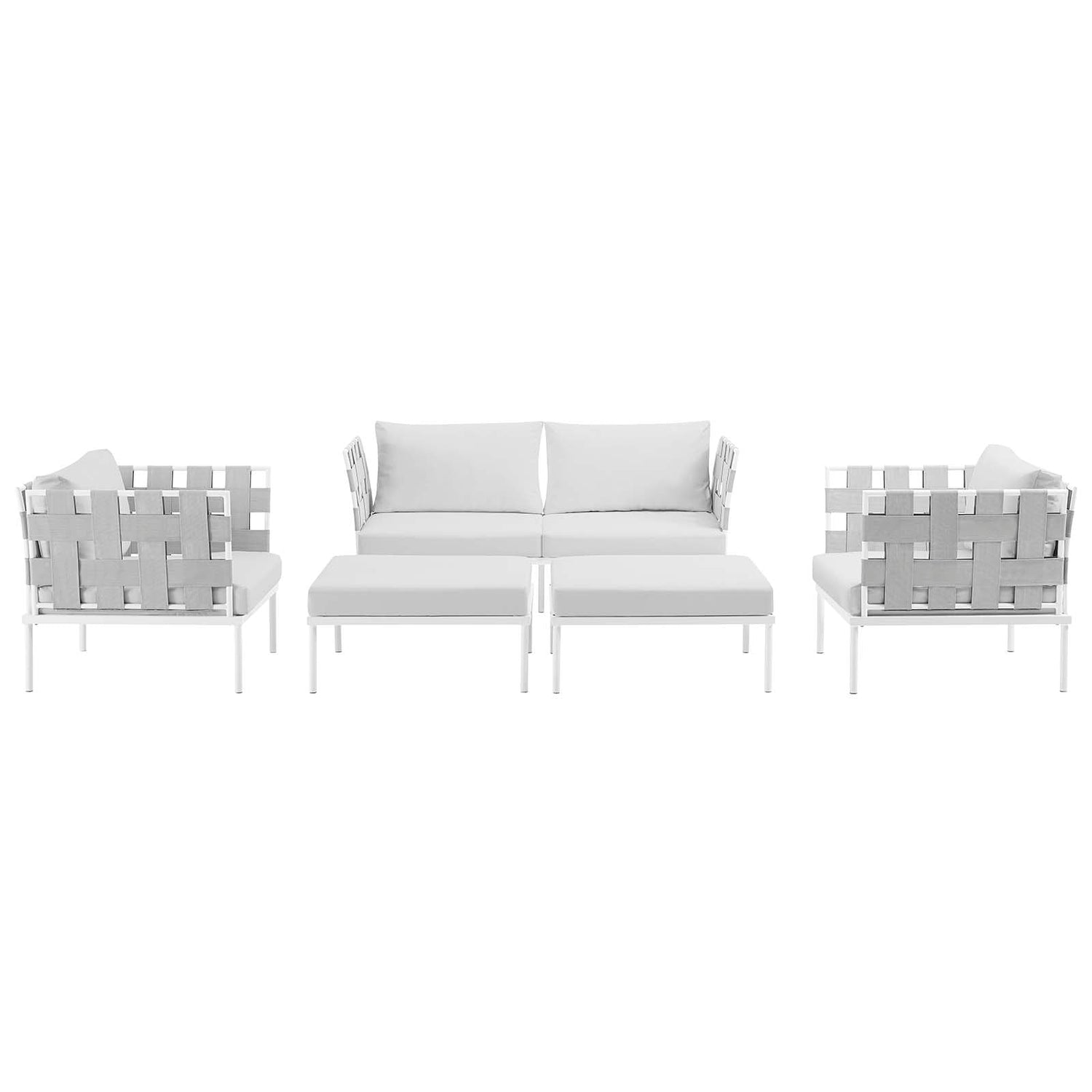 Harmony 5 Piece Outdoor Patio Aluminum Sectional Sofa Set by Modway