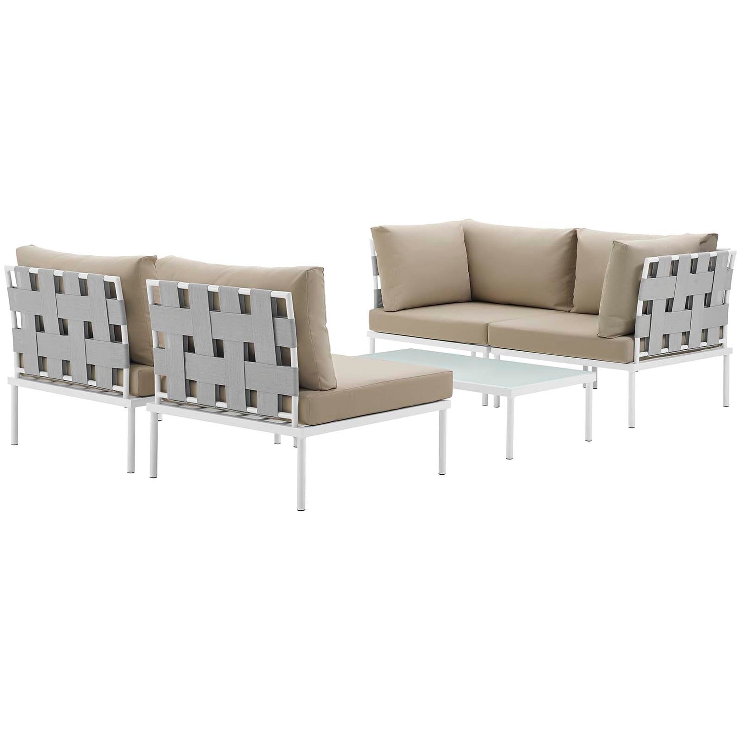 Harmony 5 Piece Outdoor Patio Aluminum Sectional Sofa Set by Modway