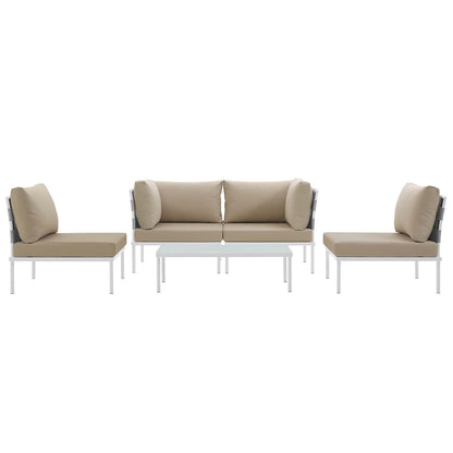 Harmony 5 Piece Outdoor Patio Aluminum Sectional Sofa Set by Modway