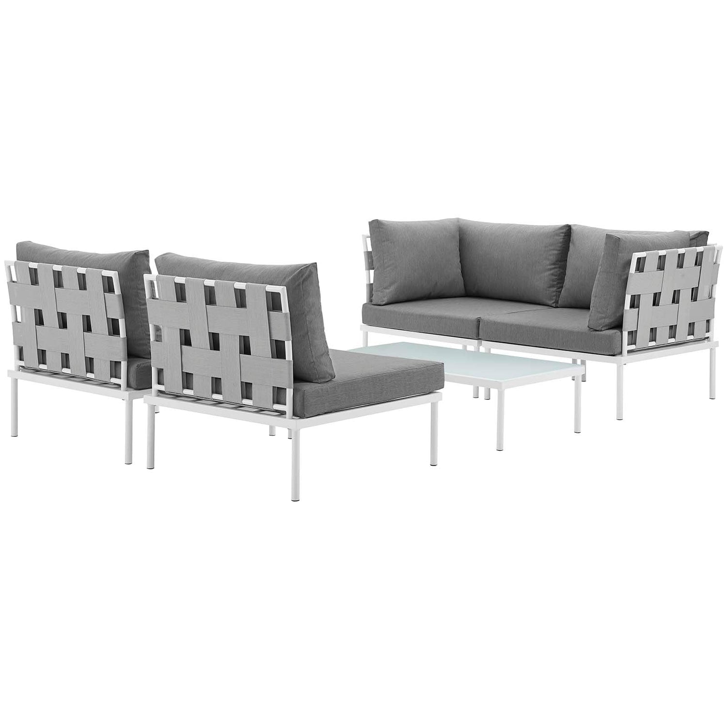 Harmony 5 Piece Outdoor Patio Aluminum Sectional Sofa Set by Modway