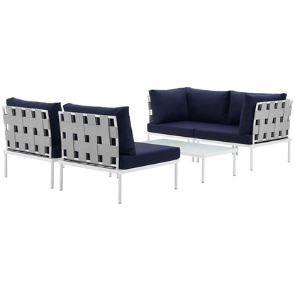 Harmony 5 Piece Outdoor Patio Aluminum Sectional Sofa Set by Modway