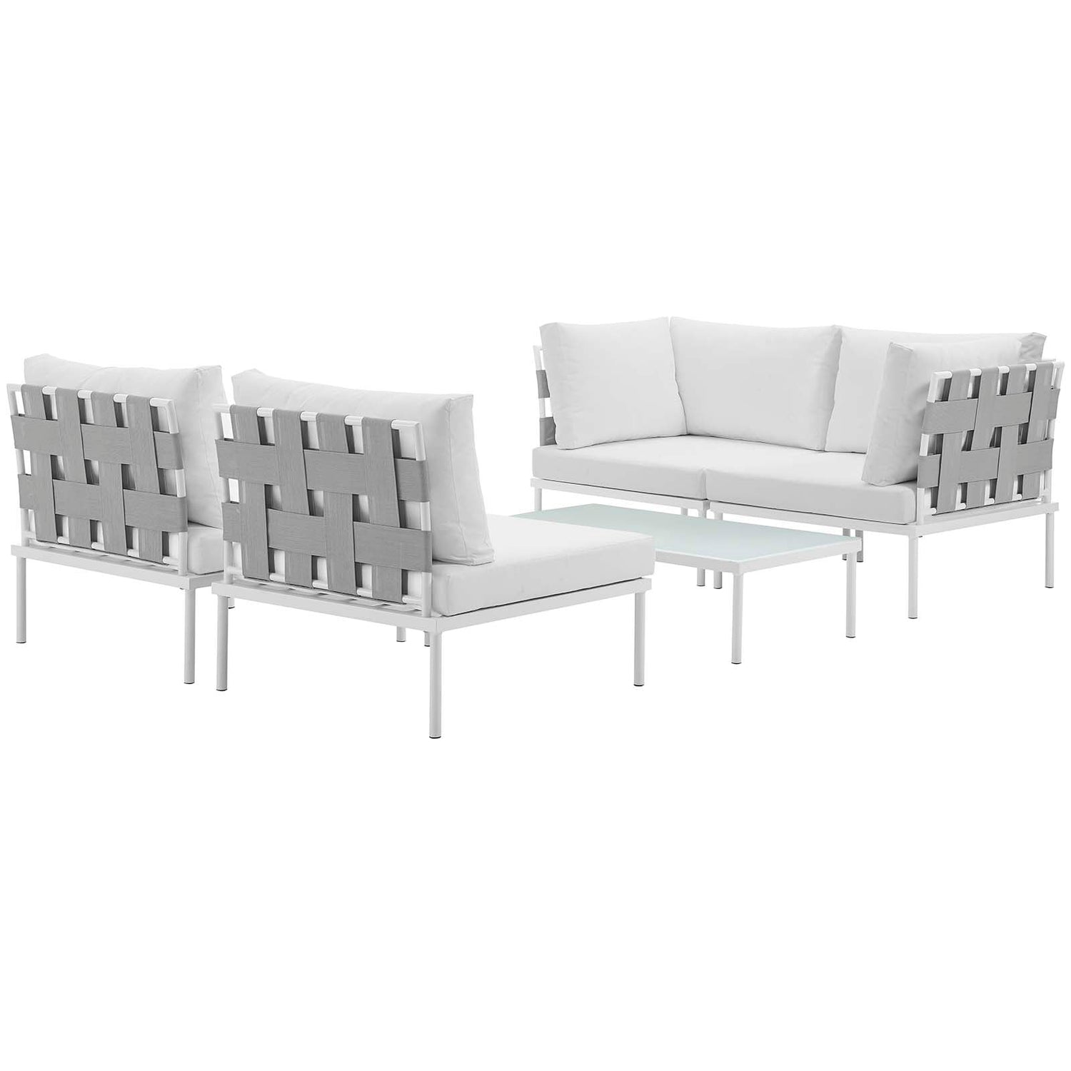 Harmony 5 Piece Outdoor Patio Aluminum Sectional Sofa Set by Modway