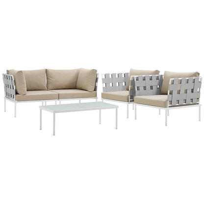 Harmony 5  Piece Outdoor Patio Aluminum Sectional Sofa Set By HouseBean