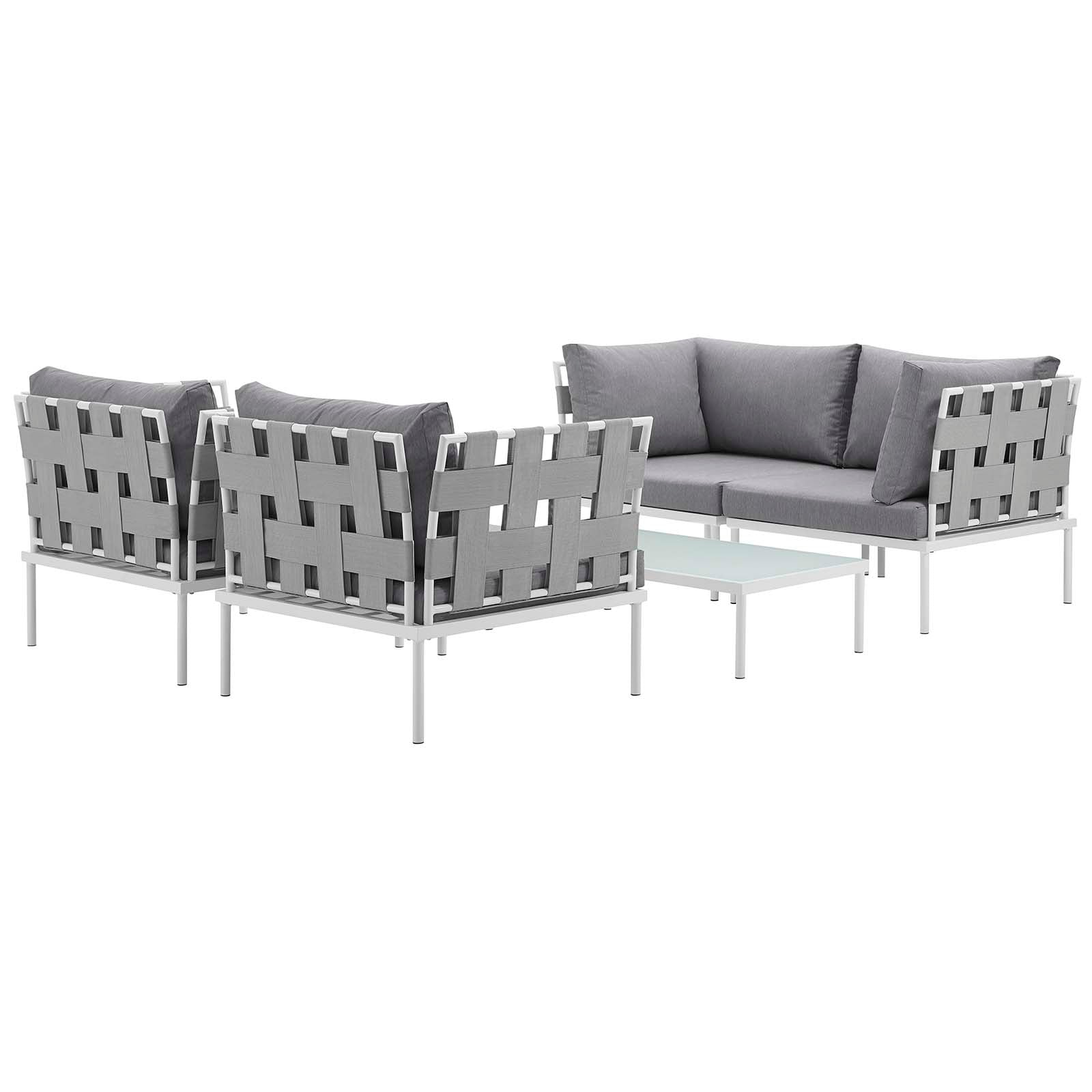 Harmony 5  Piece Outdoor Patio Aluminum Sectional Sofa Set By HouseBean