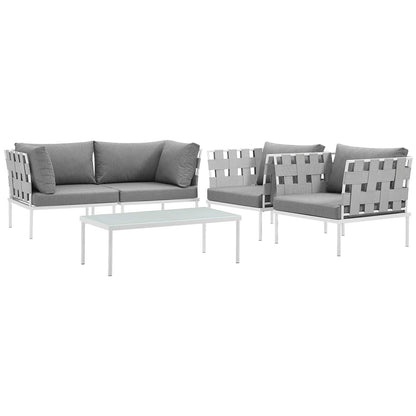 Harmony 5  Piece Outdoor Patio Aluminum Sectional Sofa Set By HouseBean