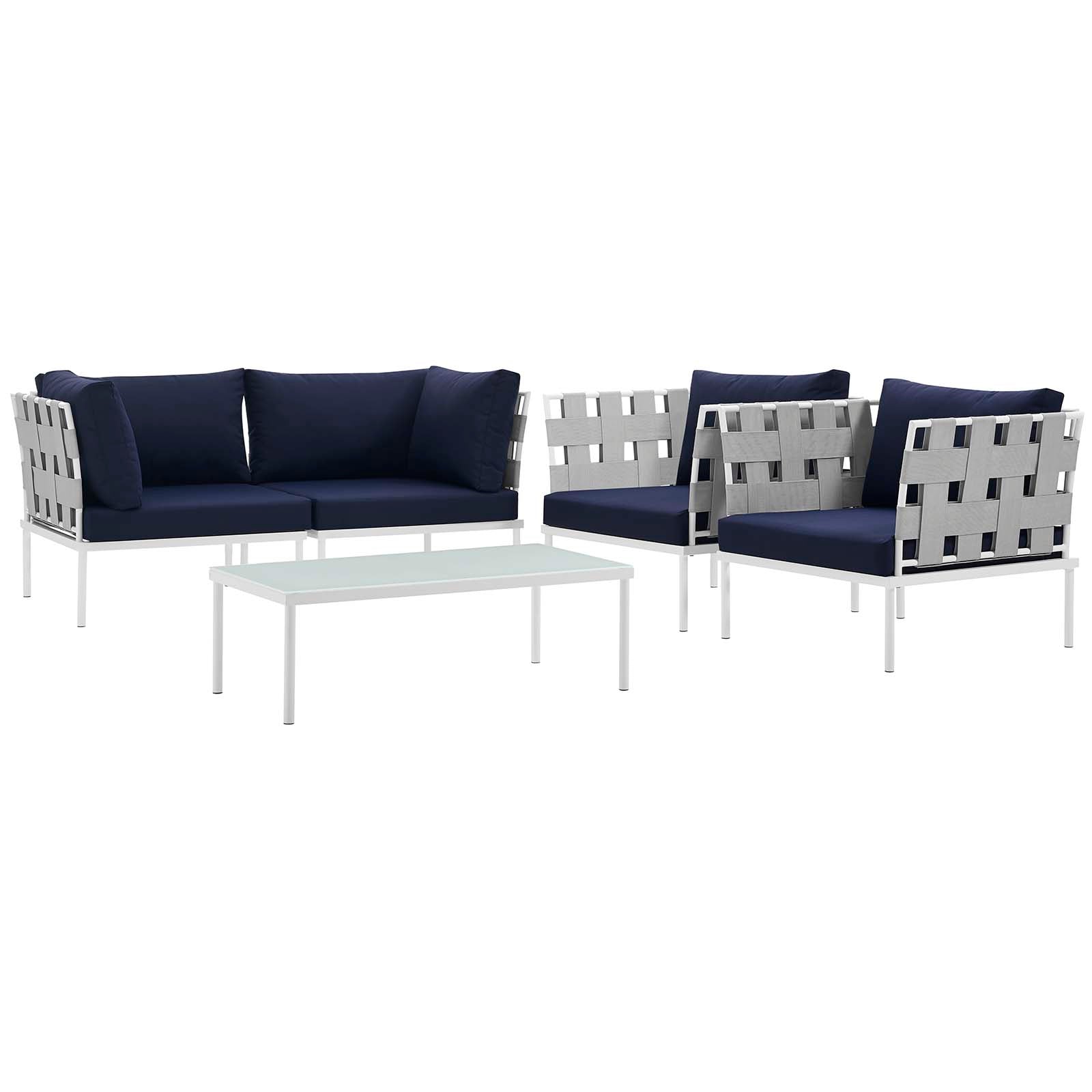 Harmony 5  Piece Outdoor Patio Aluminum Sectional Sofa Set By HouseBean