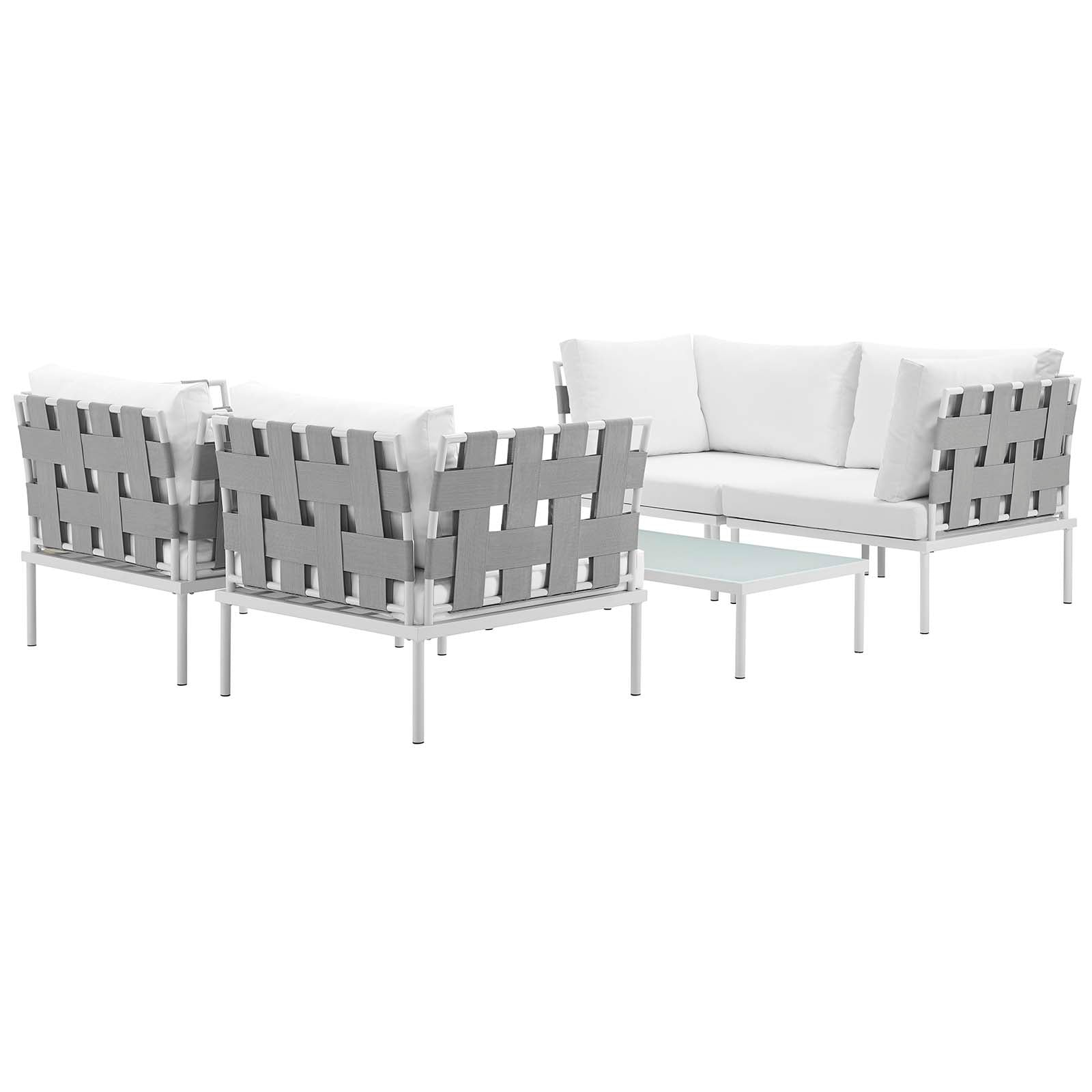 Harmony 5  Piece Outdoor Patio Aluminum Sectional Sofa Set By HouseBean