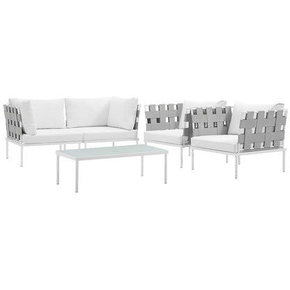 Harmony 5  Piece Outdoor Patio Aluminum Sectional Sofa Set By HouseBean