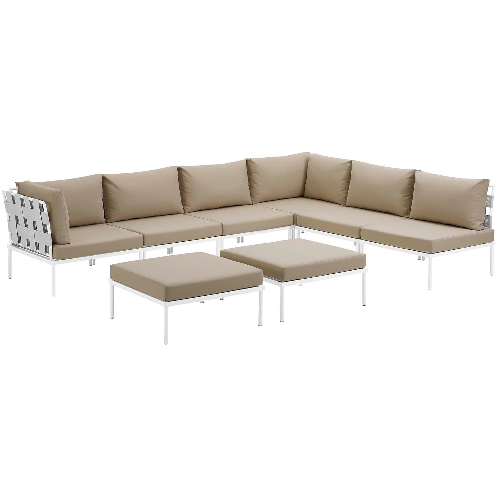 Harmony 8 Piece Outdoor Patio Aluminum Sectional Sofa Set by Modway