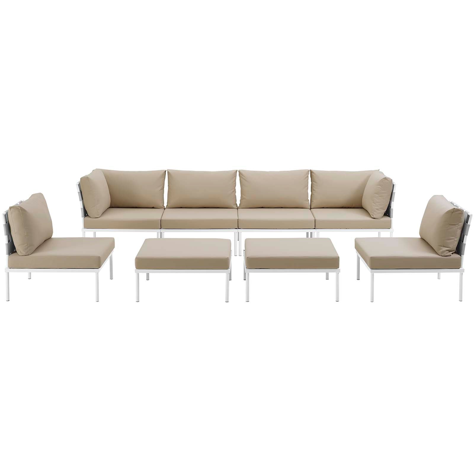 Harmony 8 Piece Outdoor Patio Aluminum Sectional Sofa Set by Modway