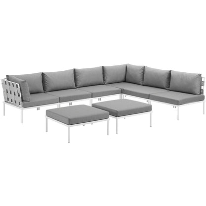 Harmony 8 Piece Outdoor Patio Aluminum Sectional Sofa Set by Modway