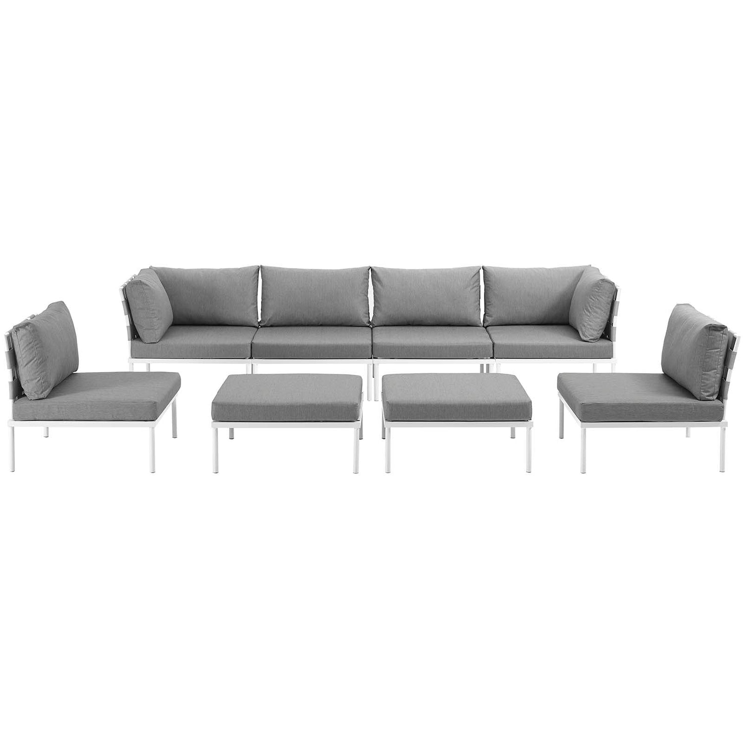 Harmony 8 Piece Outdoor Patio Aluminum Sectional Sofa Set by Modway