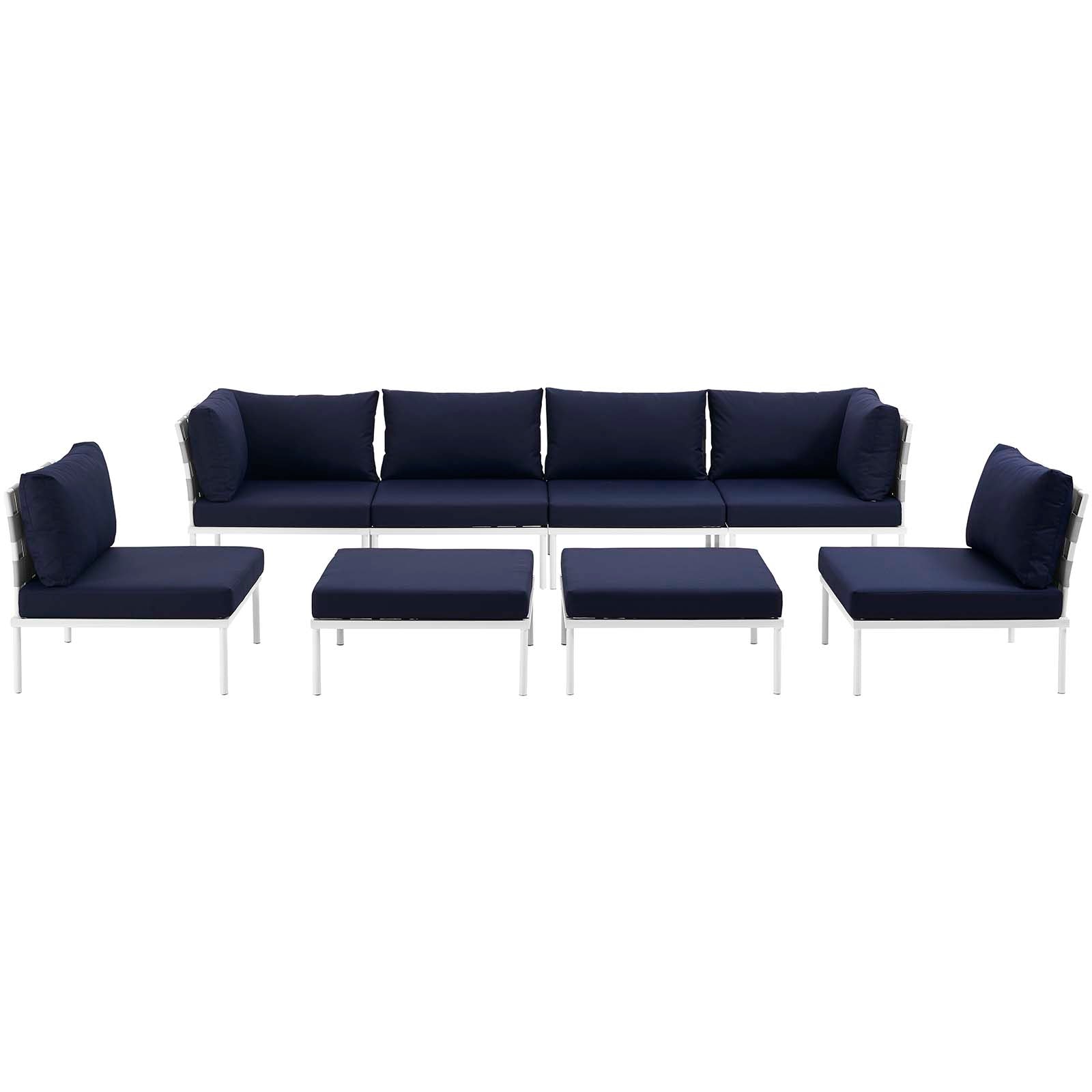 Harmony 8 Piece Outdoor Patio Aluminum Sectional Sofa Set by Modway