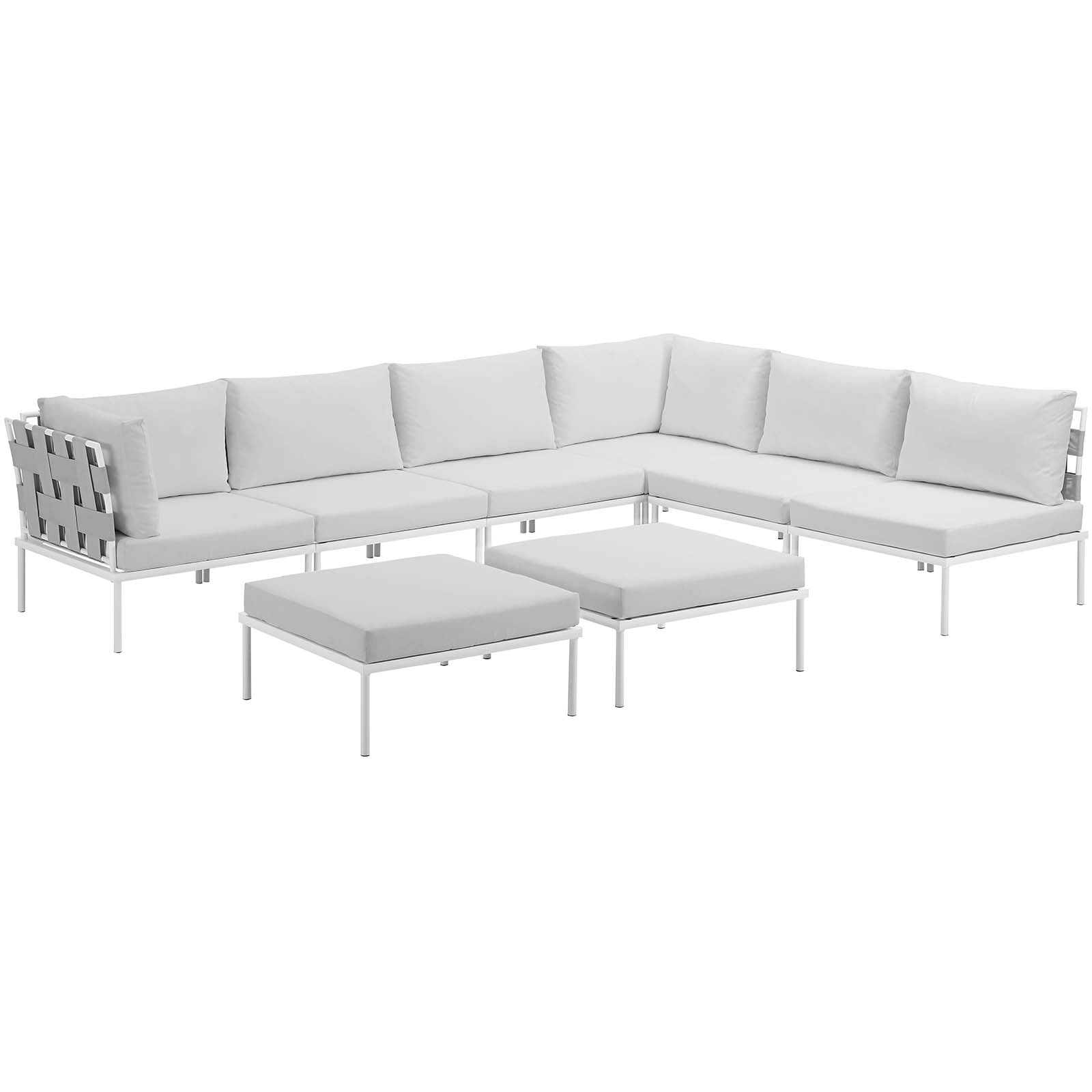 Harmony 8 Piece Outdoor Patio Aluminum Sectional Sofa Set by Modway