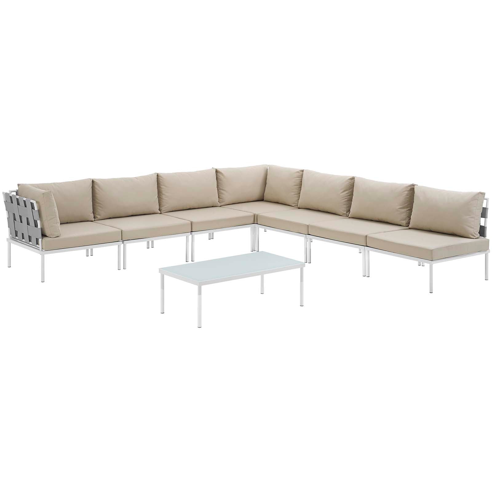 Harmony 8 Piece Outdoor Patio Aluminum Sectional Sofa Set by Modway