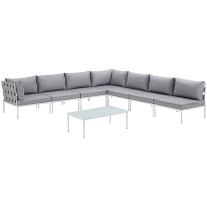 Harmony 8 Piece Outdoor Patio Aluminum Sectional Sofa Set by Modway