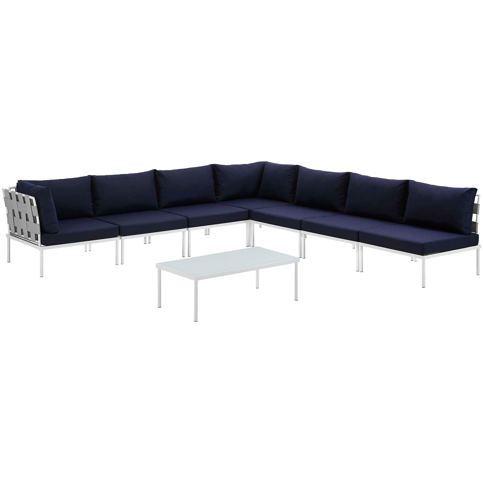 Harmony 8 Piece Outdoor Patio Aluminum Sectional Sofa Set by Modway